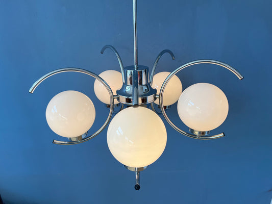 Vintage Sputnik Space Age Chandelier Pendant Lamp | Mid Century 70s Chrome Light Fixture