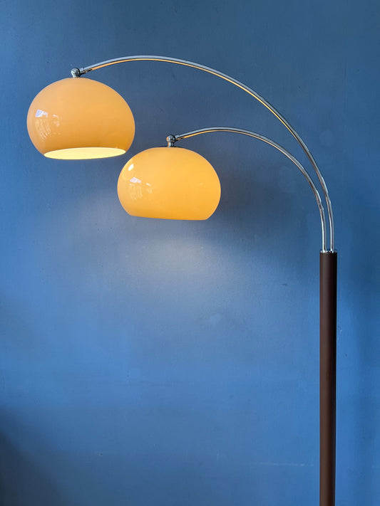 Vintage Dijkstra Double Arc Mushroom Floorlamp | Space Age Lighting | Retro 70s Standing Light