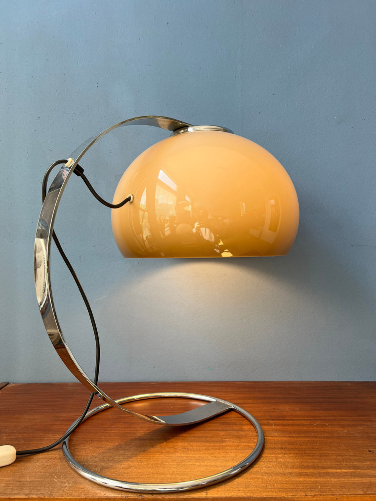 Very rare Dijkstra Mushroom Table Lamp / Space Age Desk Light / Mid Century Modern Lighting / Chrome 70s