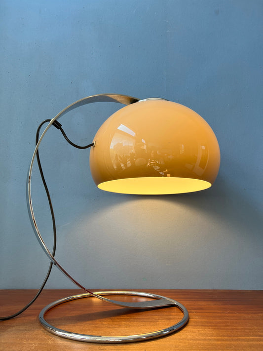 Very rare Dijkstra Mushroom Table Lamp / Space Age Desk Light / Mid Century Modern Lighting / Chrome 70s