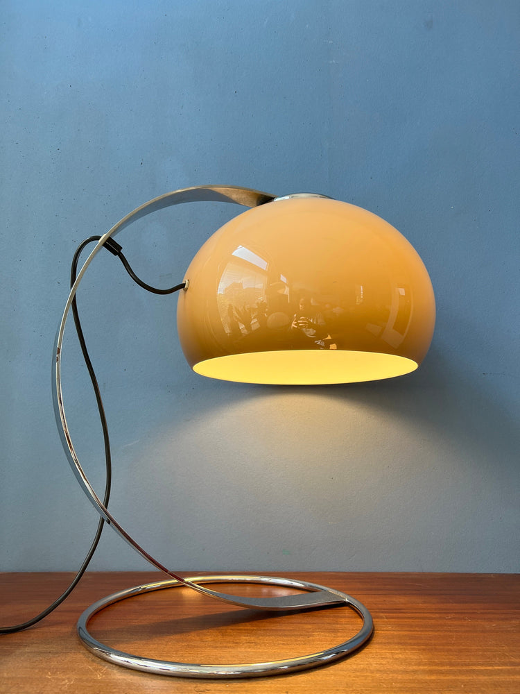 Very rare Dijkstra Mushroom Table Lamp / Space Age Desk Light / Mid Century Modern Lighting / Chrome 70s