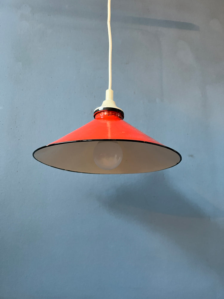 Small Vintage Red Metal Hanging Lamp