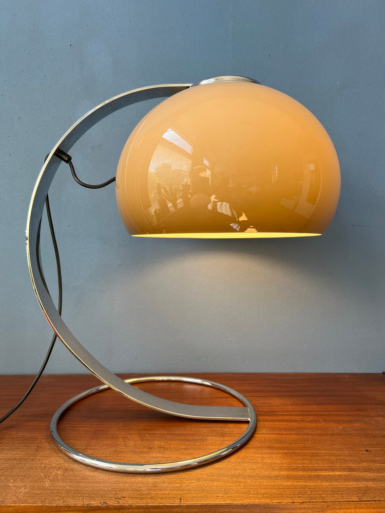 Very rare Dijkstra Mushroom Table Lamp / Space Age Desk Light / Mid Century Modern Lighting / Chrome 70s