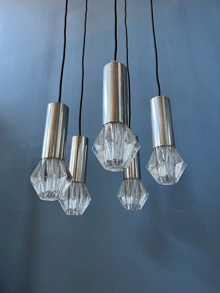 Mid Century Space Age Cascade Pendant Lamp / Vintage Light Fixture