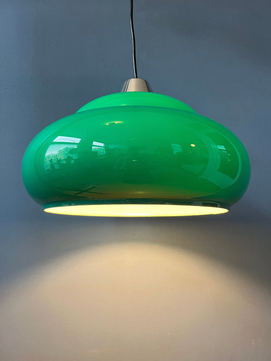 Mid Century Space Age Pendant Light / Green Vintage Lamp / 70s Ceiling Lighting