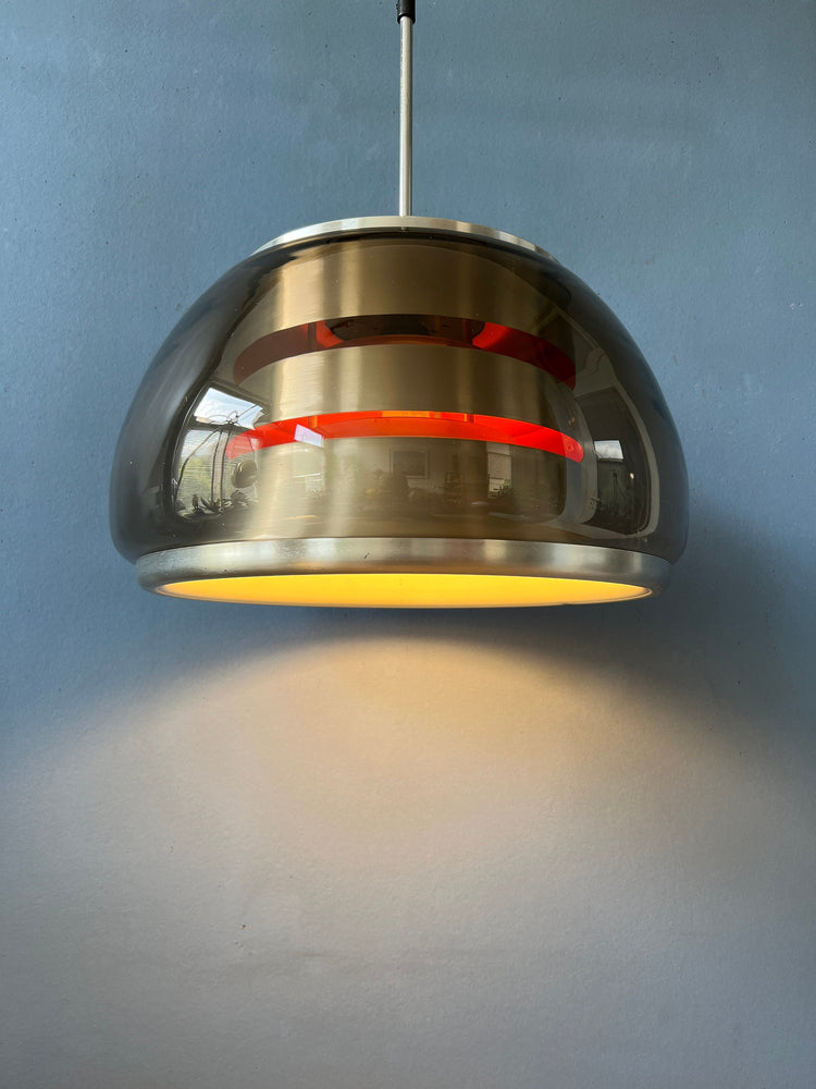 Mid century Smoked Glass Space Age Pendant / Space Age Lamp / Vintage 70s Lighting