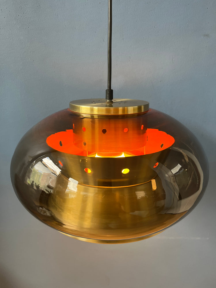 Vintage Pendant Lamp | Doria Leuchten Space Age Lamp | 70s Glass Light