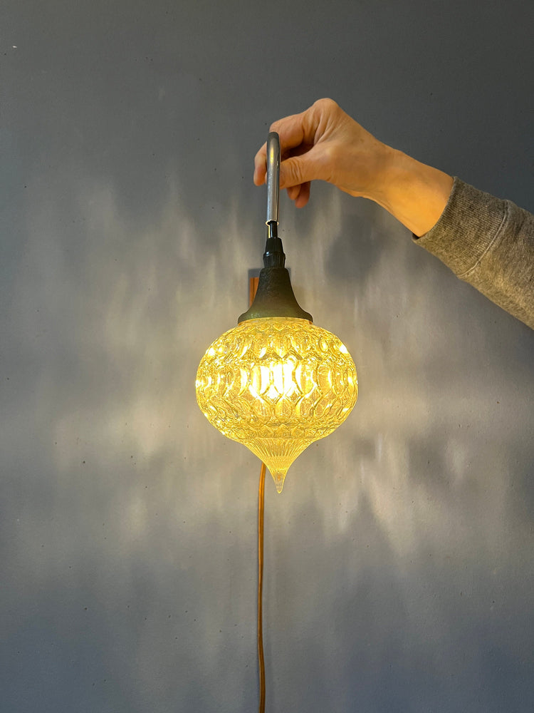 Midcentury Scandinavian Glass Wall Lamp | Kristal Light | 70s Vintage | Teak Lighting