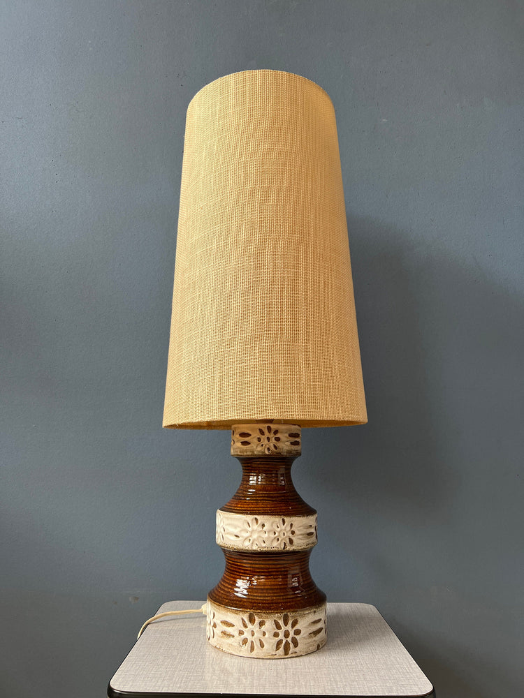 West Germany Fat Lava Ceramic Table Lamp / Mid Century German Desk Lamp