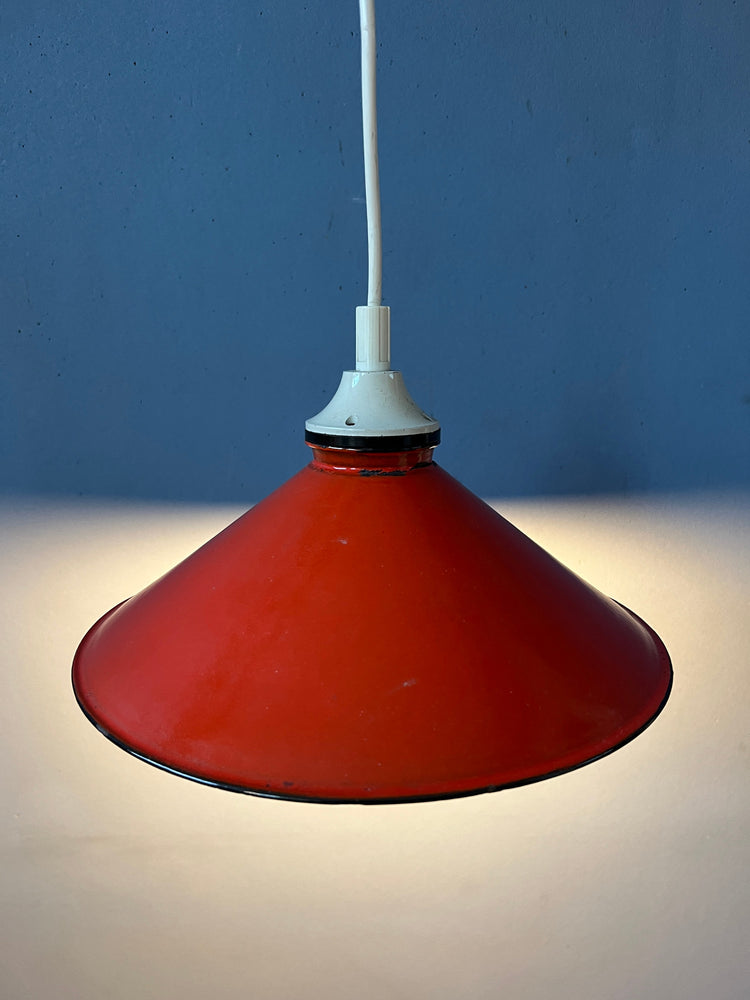 Small Vintage Red Metal Hanging Lamp