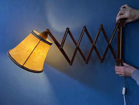 Teak Wood Scissor Wall Light