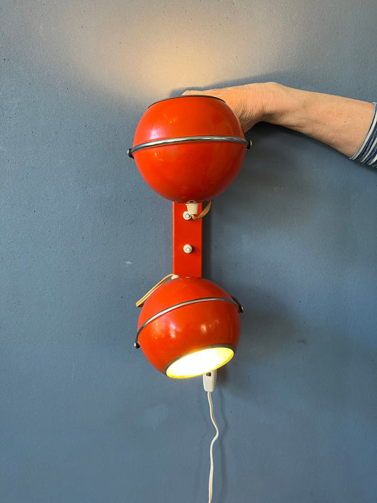 Vintage Space Age Eyeball Wall Lamp | Mid Century Lighting | Orange 70s Sconce