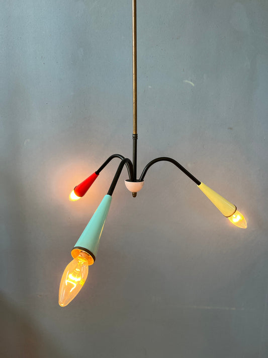 Vintage 50s Spider Chandelier Pendant Light / Retro Color Lighting