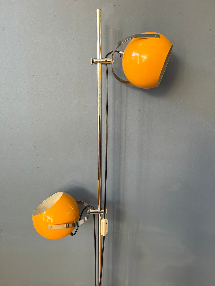 Yellow Vintage Herda Eyeball Floor Lamp | Vintage Space Age Standing Light