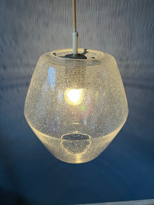 Midcentury RAAK Pendant / Kristall B1217 / Glass Lamp / Murano / Opaline Christal Light