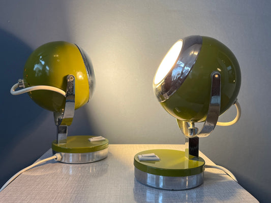 Set (2) of Green Space Age Eyeball Table Lamps