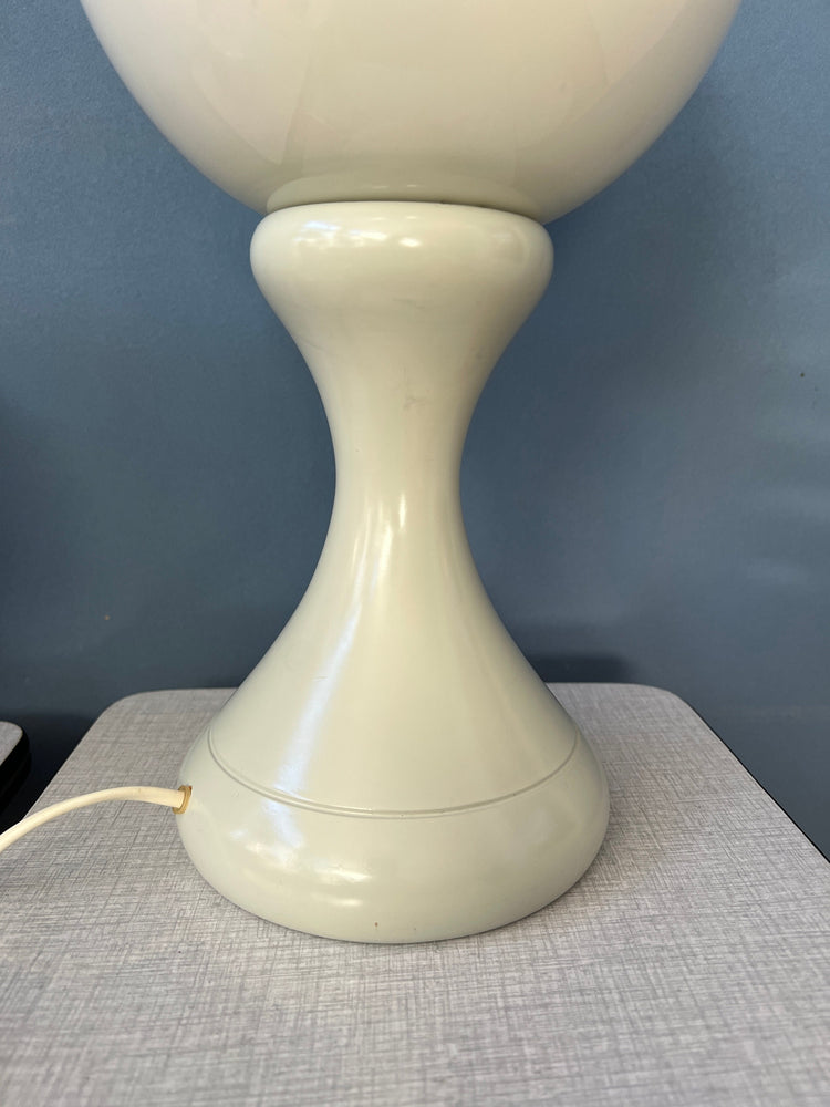 Rare Set (2) of White Space Age Milk Glass Table Lamps