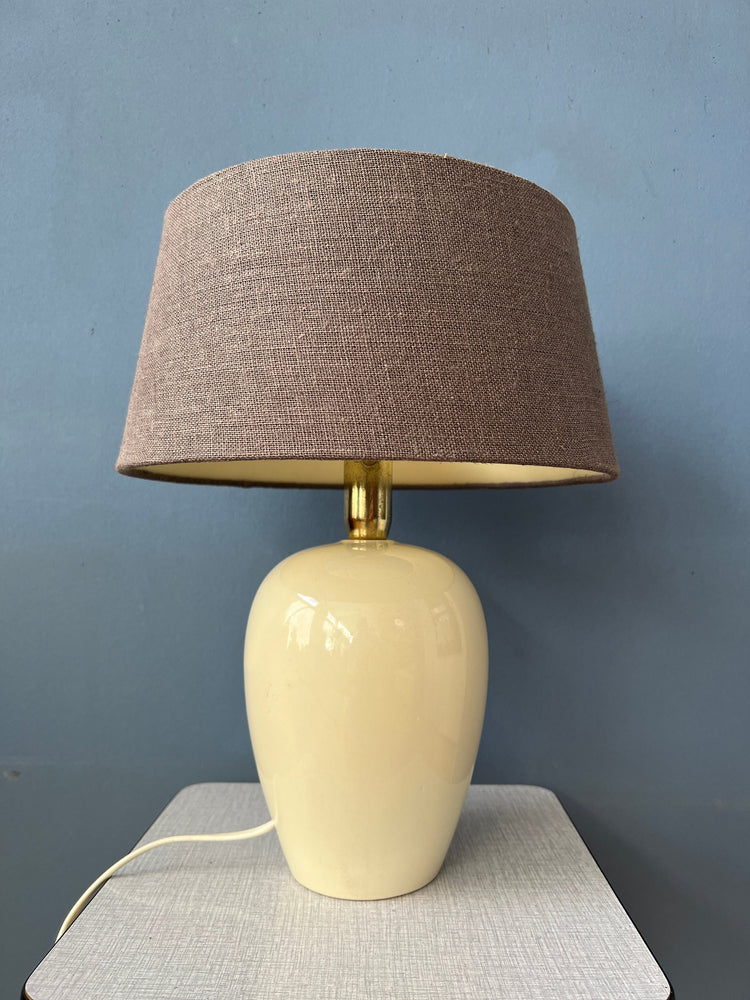 French Bohemian Terracota Table Lamp with Gray/Brown Riviera Maison Shade