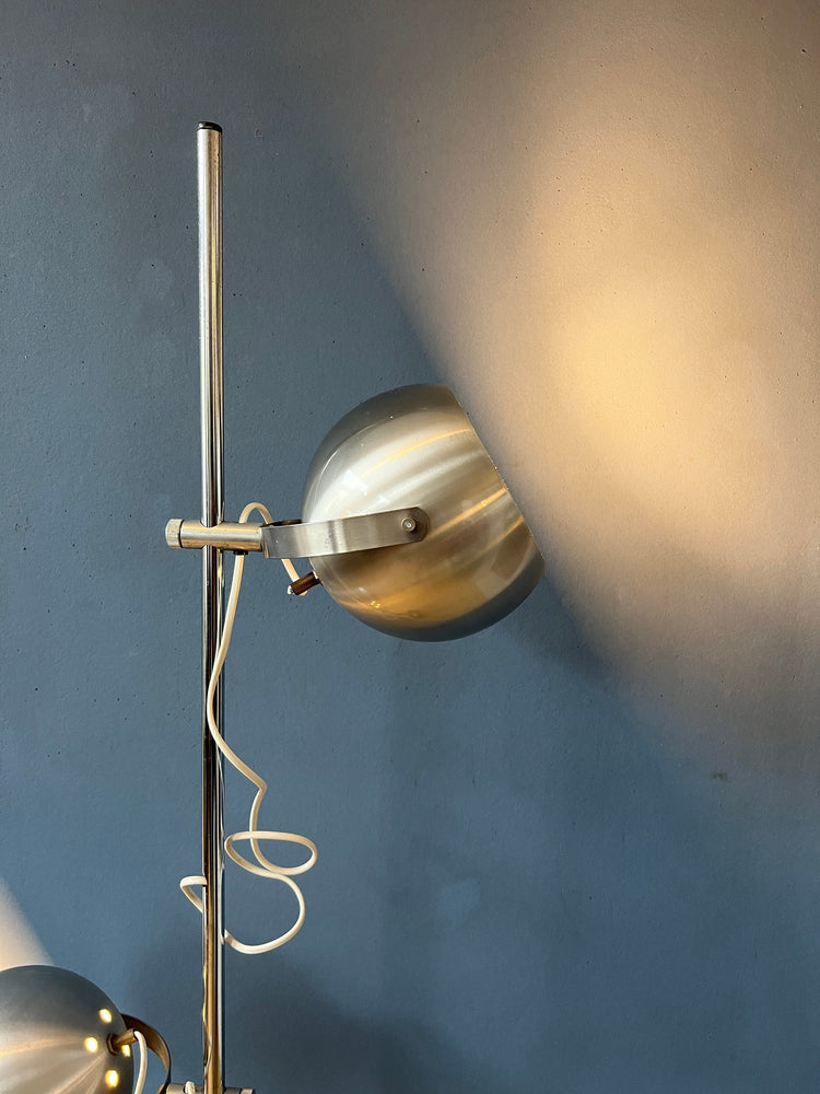Space Age Eyeball Floor Lamp - Silver Mid Century Standing Light