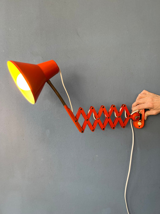 Mid Century Red Vintage Scissor Wall Lamp