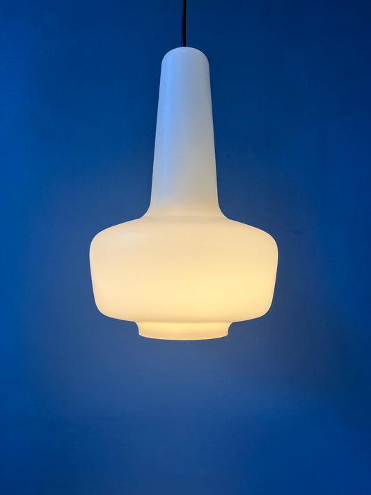 Fog & Mørup White Kreta Pendant Lamp / Holmegaard Mid Century Glass Light Fixture