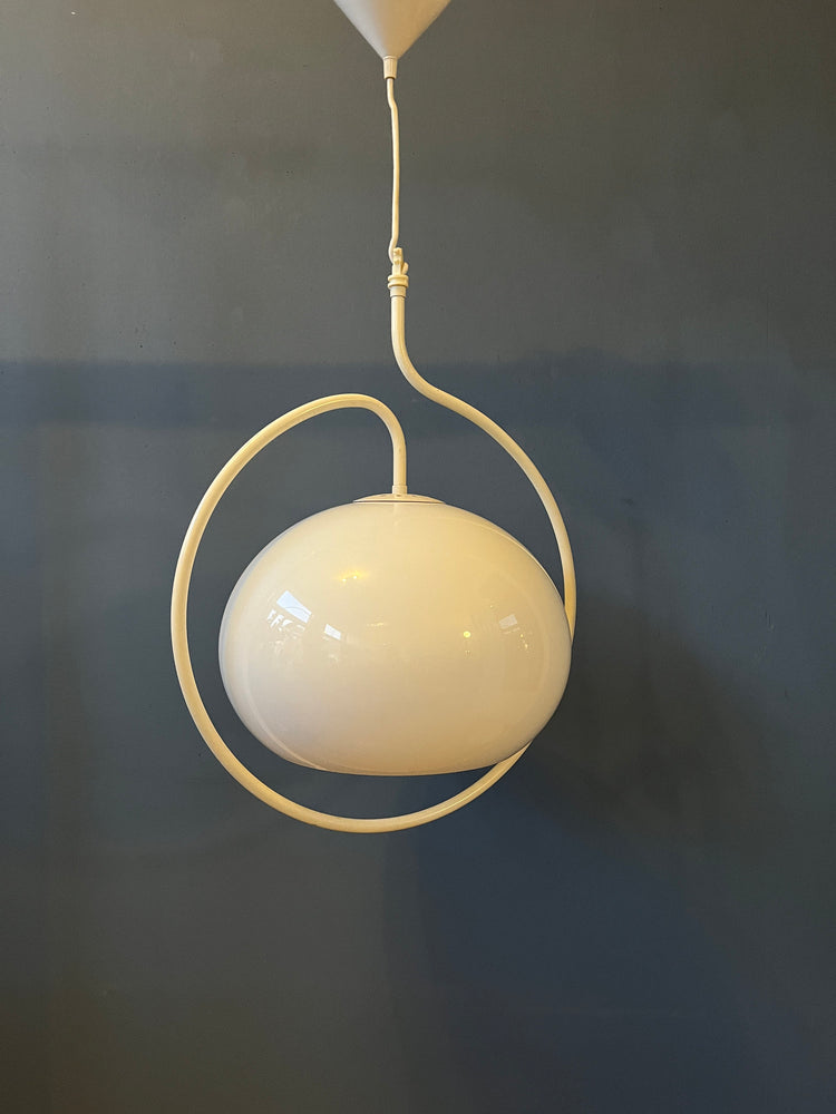 Dijkstra Space Age Hanging Lamp with White Frame and Mushroom Shade
