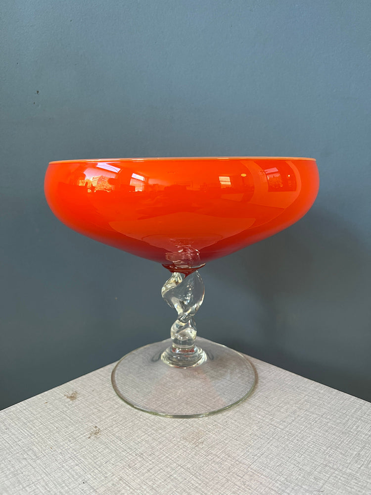 Vintage Murano Style Vase / Glass in Orange/Red Colour