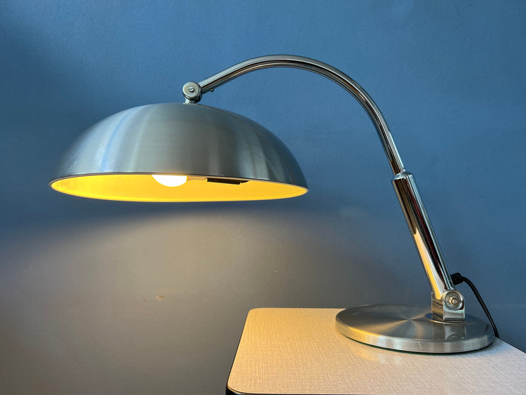 Vintage Hala Busquet / Hala 144 Table Lamp by Herman Busquet - Silver Bauhaus Desk Lamp