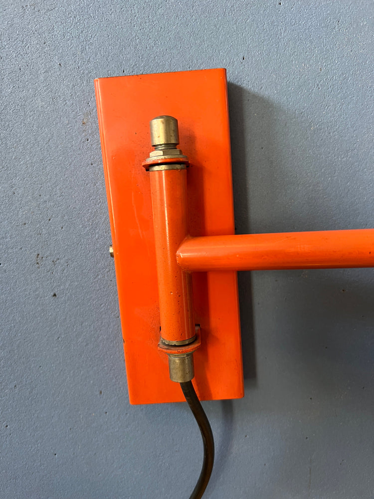 Orange Mid Century Eyeball Wall Lamp / Fishing Rod Light