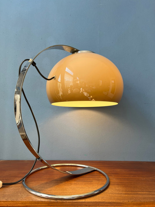 Very rare Dijkstra Mushroom Table Lamp / Space Age Desk Light / Mid Century Modern Lighting / Chrome 70s