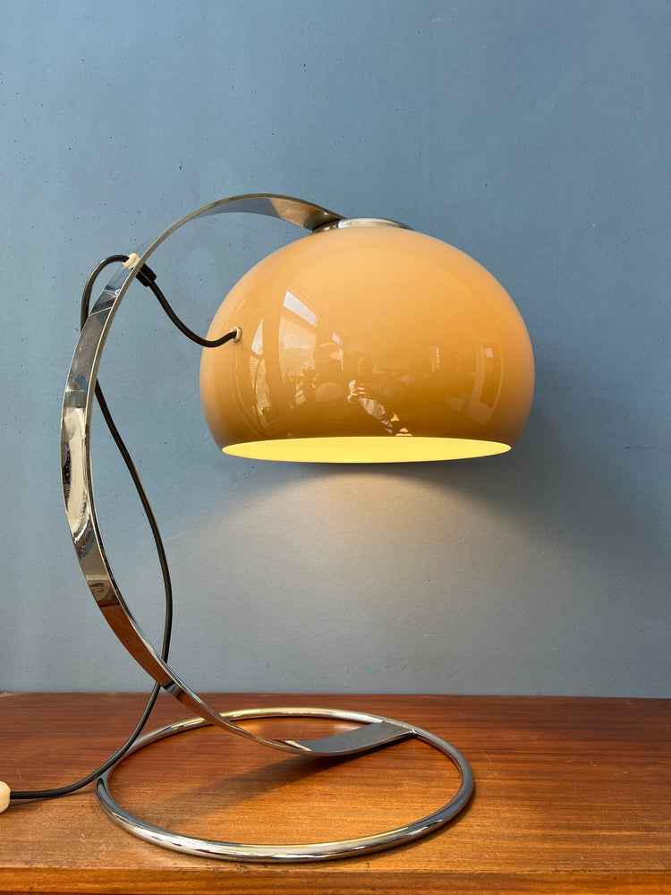 Very rare Dijkstra Mushroom Table Lamp / Space Age Desk Light / Mid Century Modern Lighting / Chrome 70s