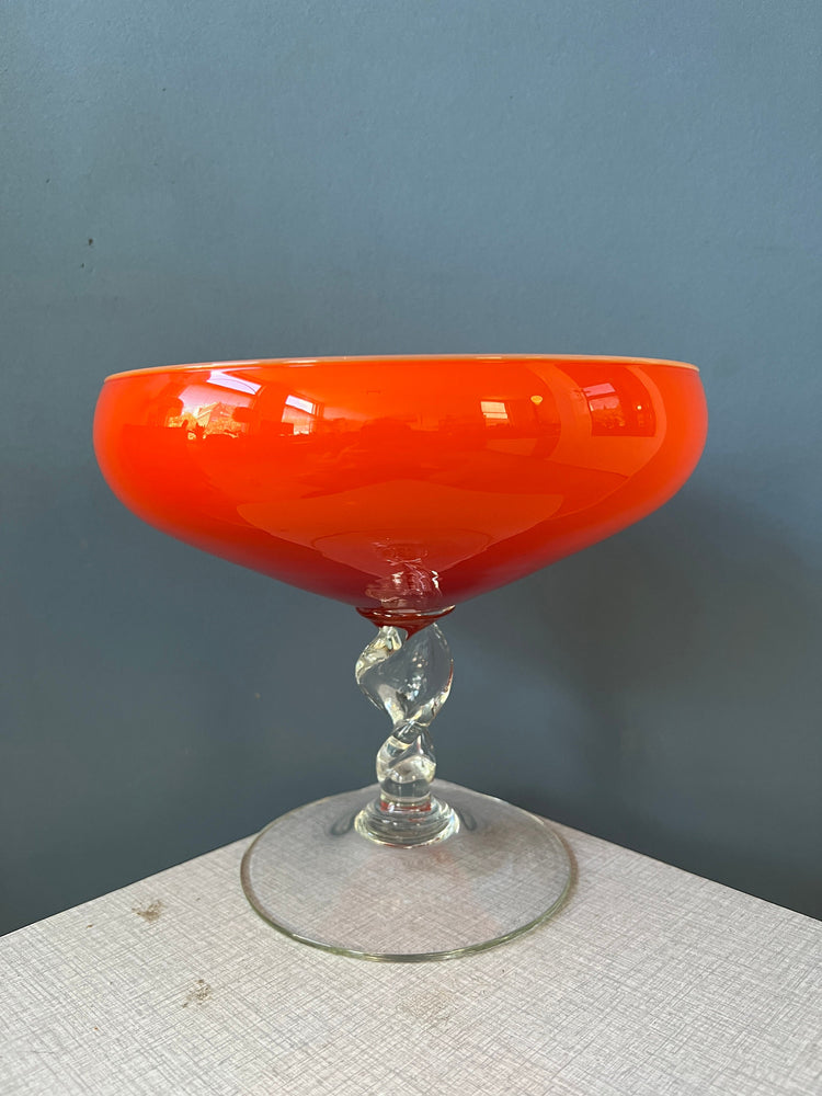 Vintage Murano Style Vase / Glass in Orange/Red Colour