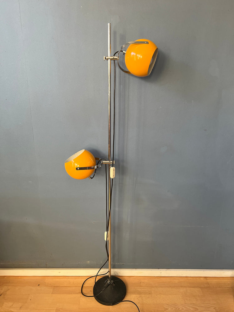 Yellow Vintage Herda Eyeball Floor Lamp | Vintage Space Age Standing Light