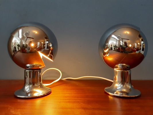 Vintage Set (2) Eclipse Table Lamps | Space Age / Eyeball Lamps