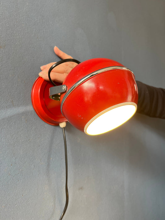 Red Mid Century Space Age Eyeball Wall Lamp