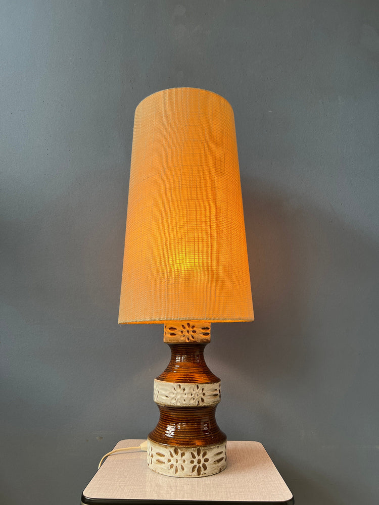 West Germany Fat Lava Ceramic Table Lamp / Mid Century German Desk Lamp