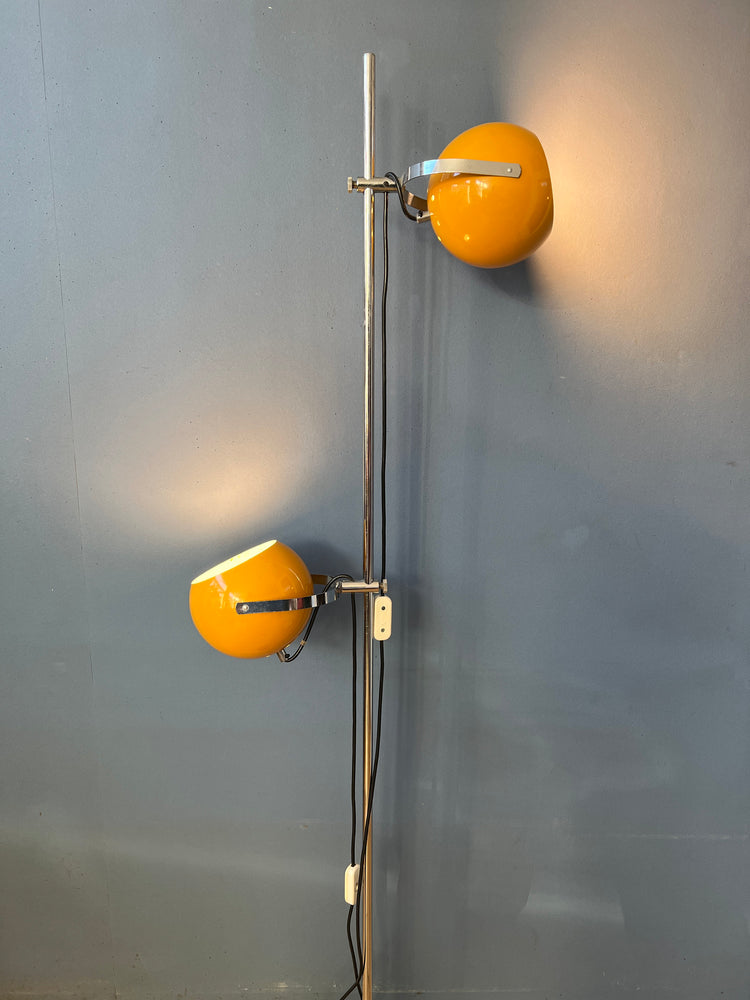 Yellow Vintage Herda Eyeball Floor Lamp | Vintage Space Age Standing Light