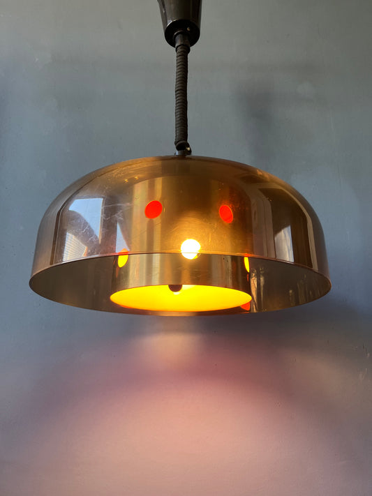 Mid Century Herda Space Age Light Fixture / Vintage 70s Pendant Lamp