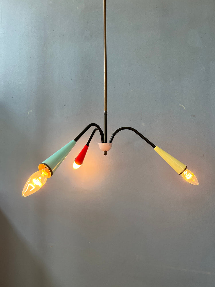 Vintage 50s Spider Chandelier Pendant Light / Retro Color Lighting