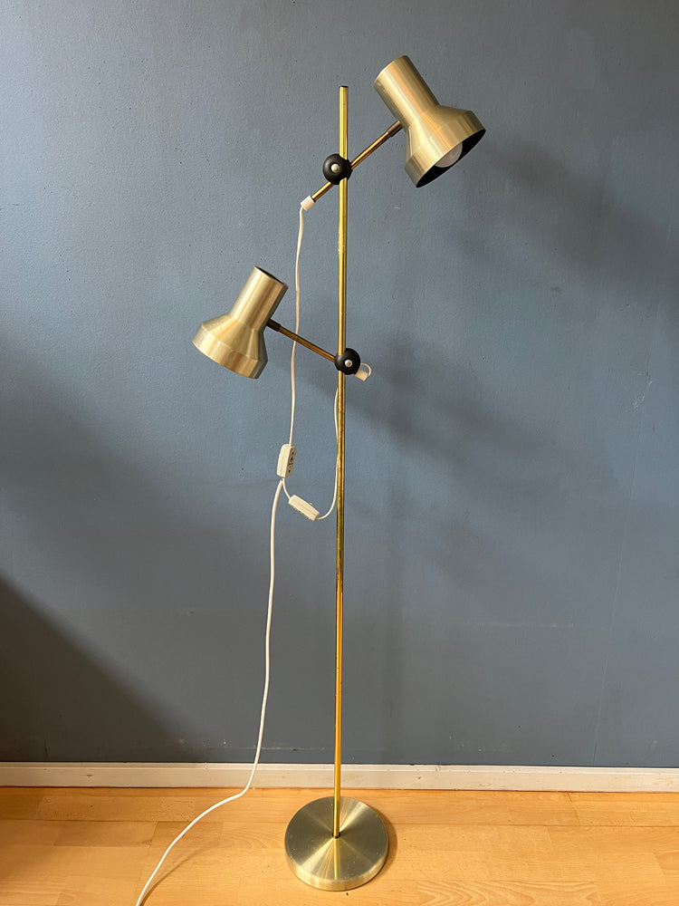 Mid Century Floor Lamp with Aluminium Spots / Space Age Standing Light