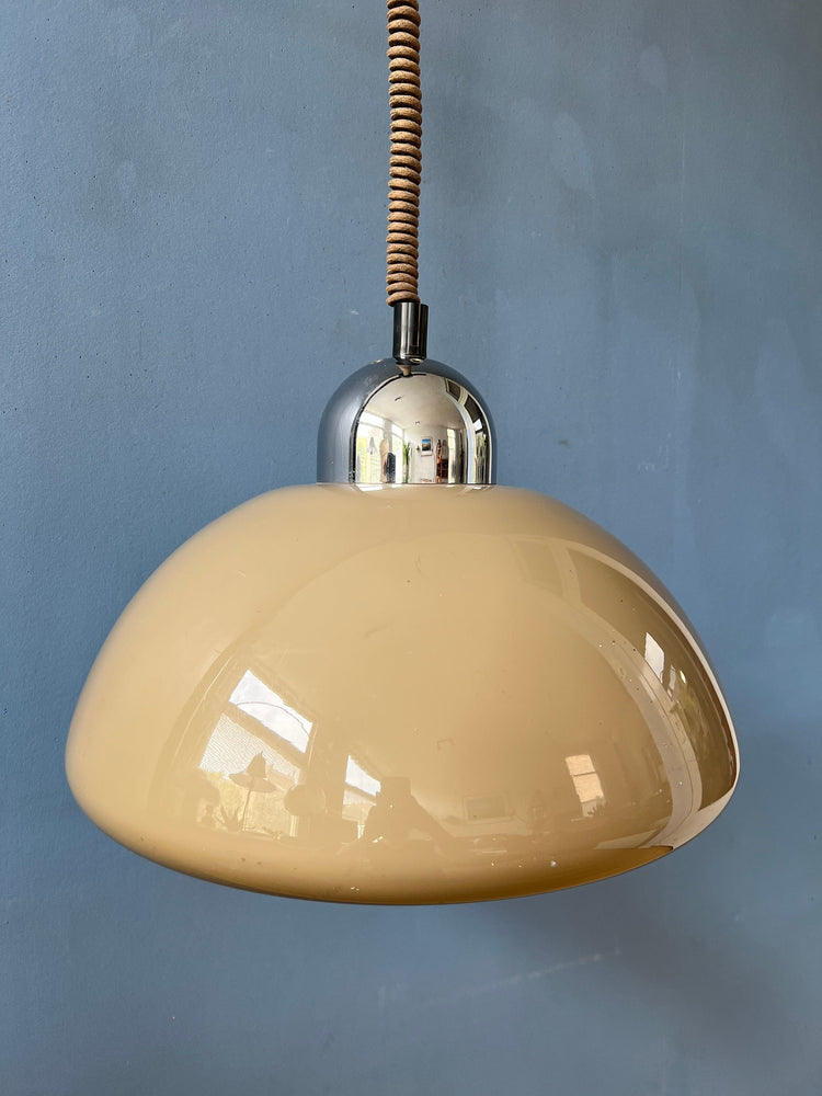 Space Age Dijkstra Pendant Light / Beige Vintage Lamp / Mid Century Ceiling Lighting