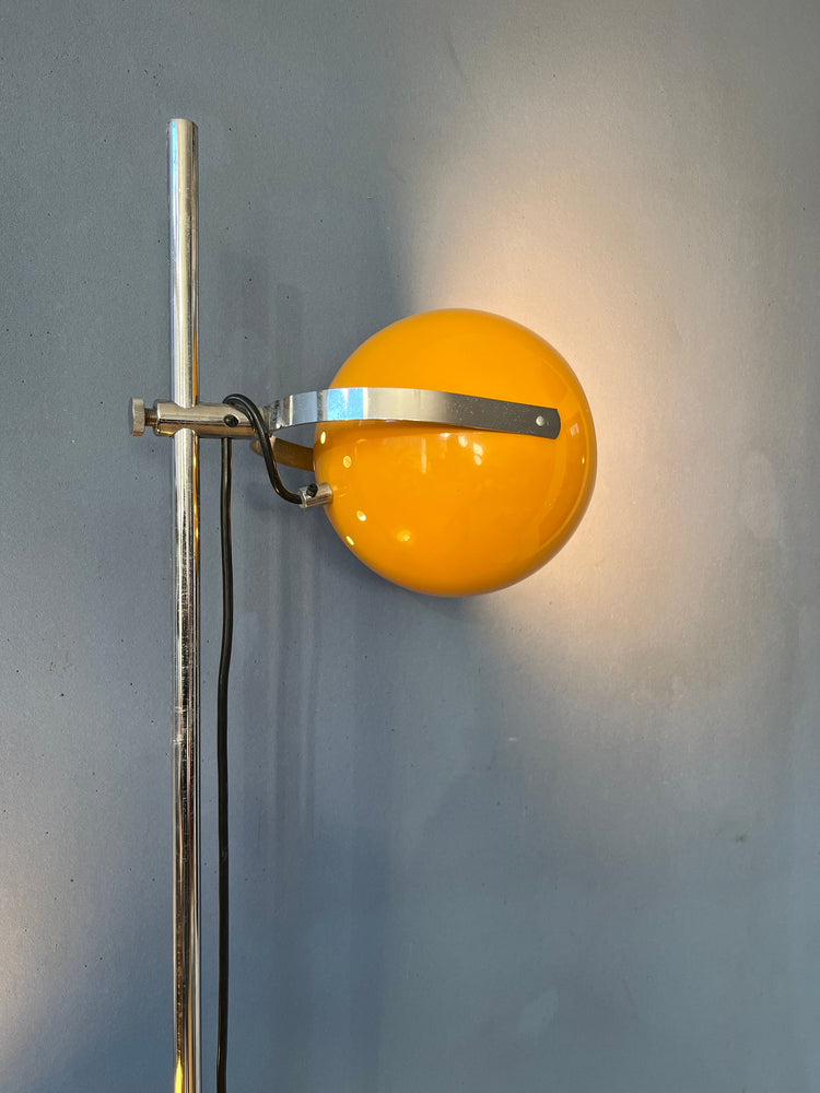 Yellow Vintage Herda Eyeball Floor Lamp | Vintage Space Age Standing Light