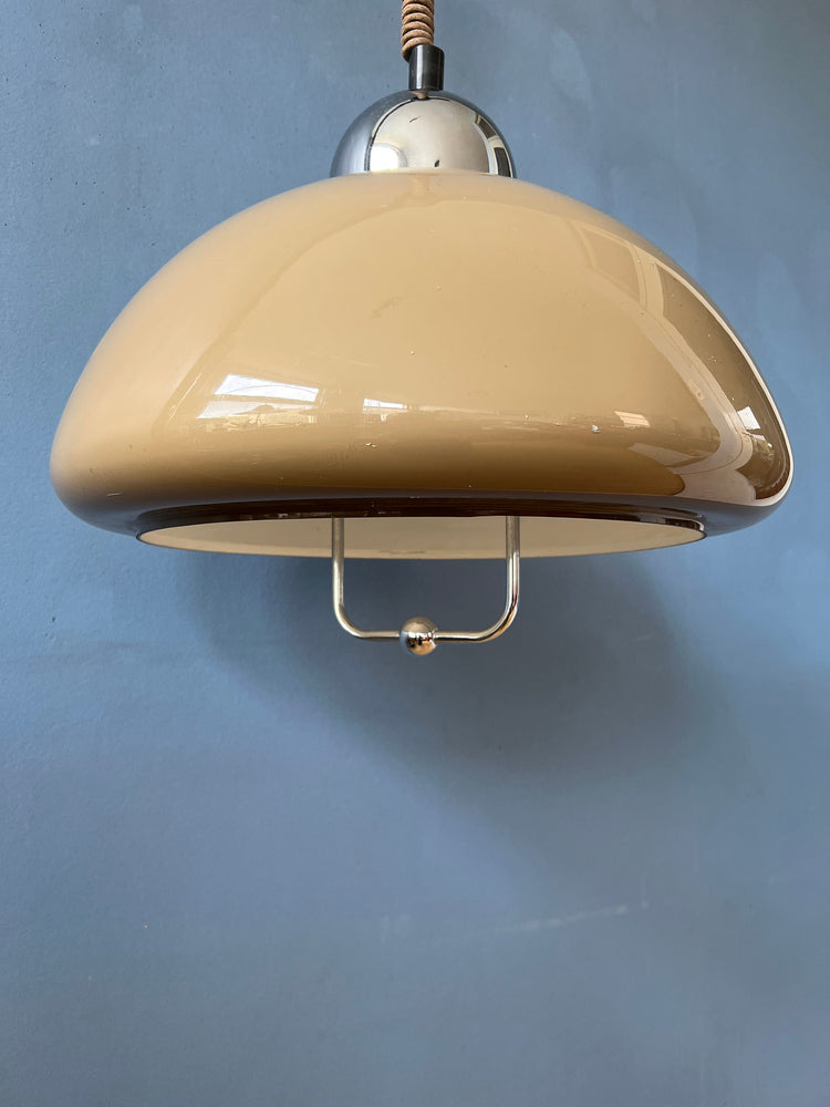 Space Age Dijkstra Pendant Light / Beige Vintage Lamp / Mid Century Ceiling Lighting