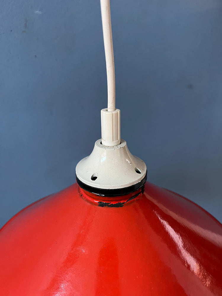 Small Vintage Red Metal Hanging Lamp