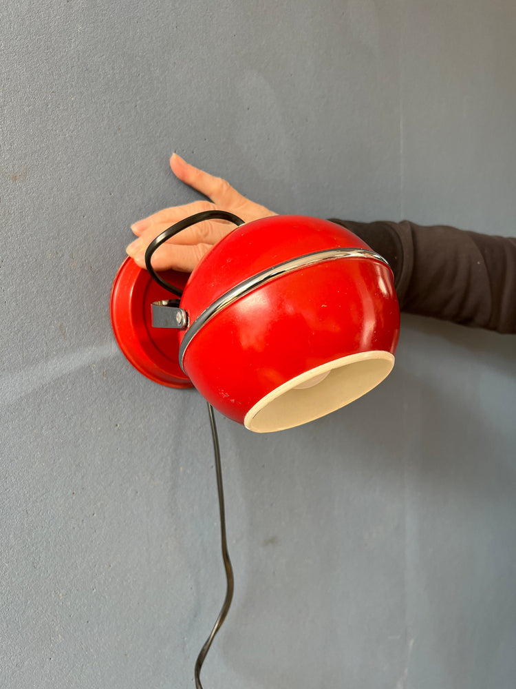 Red Mid Century Space Age Eyeball Wall Lamp