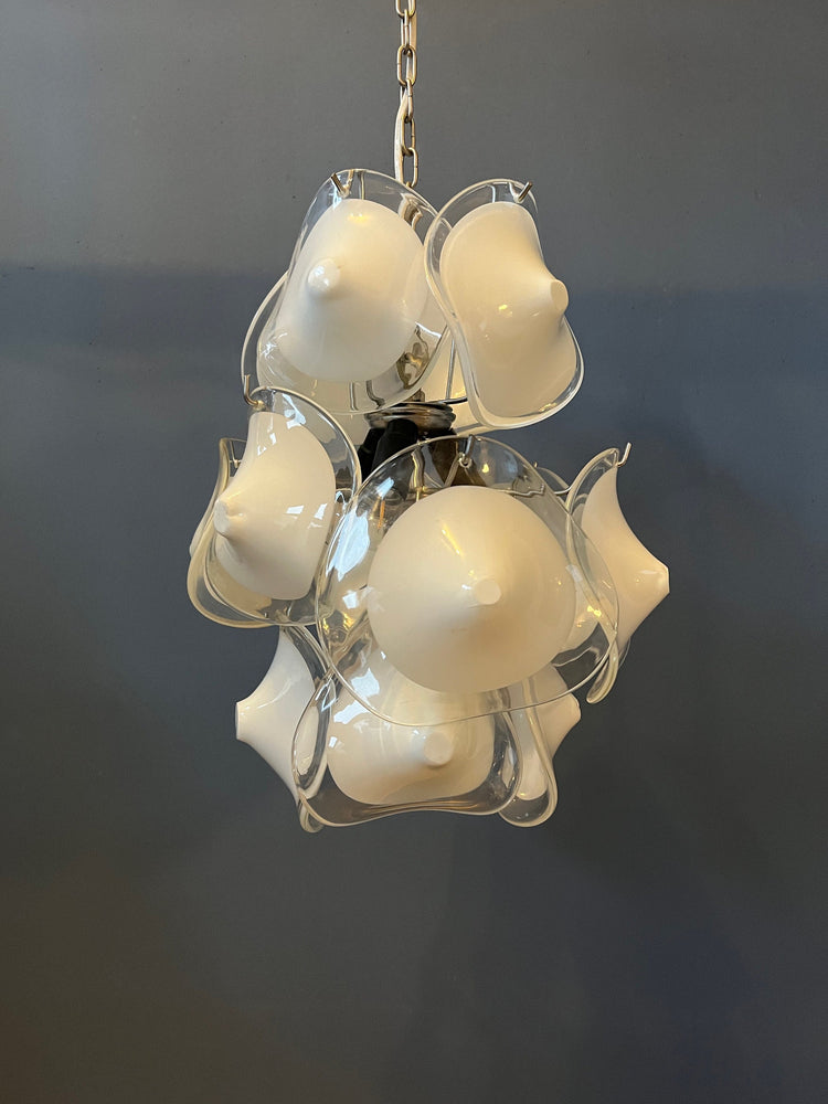 Vintage Gino Vistosi Glass Chandelier | AV Mazzega Lamp | Murano Lamp | Mid Century Lamp