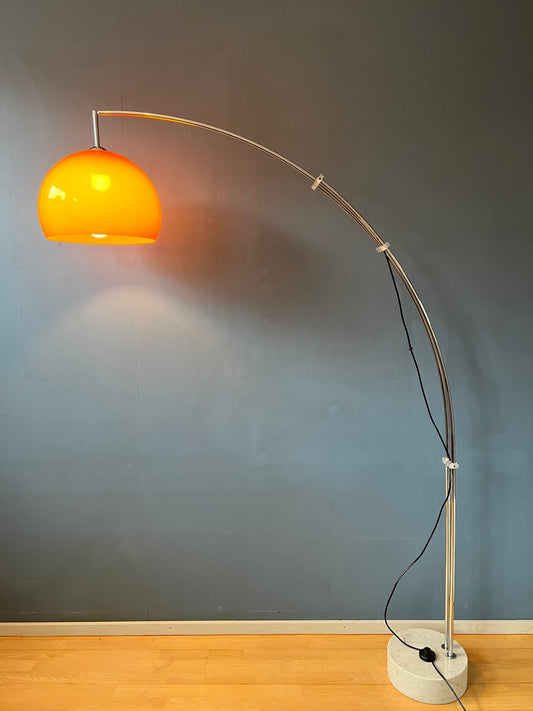 Vintage Arc Floor Lamp | Goffredo Reggiani Lamp | Orange Guzzini Style Floor Light | Space Age Lamp / Mid Century