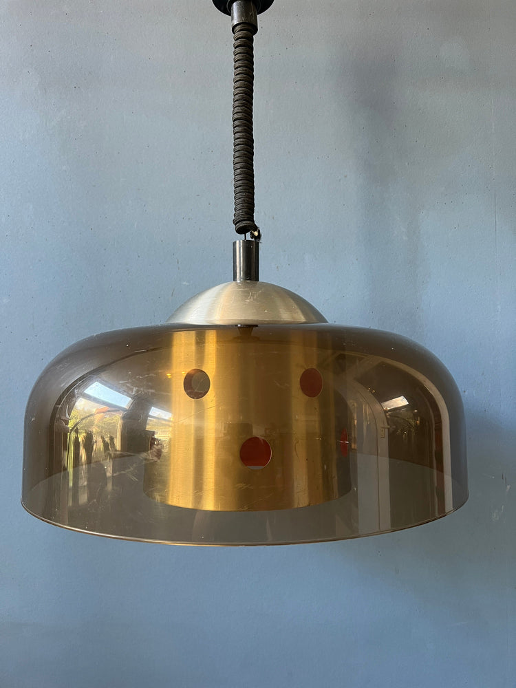 Mid Century Herda Space Age Light Fixture / Vintage 70s Pendant Lamp