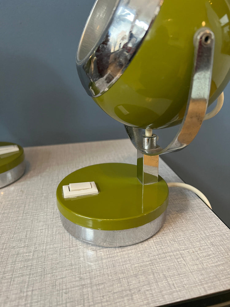 Set (2) of Green Space Age Eyeball Table Lamps