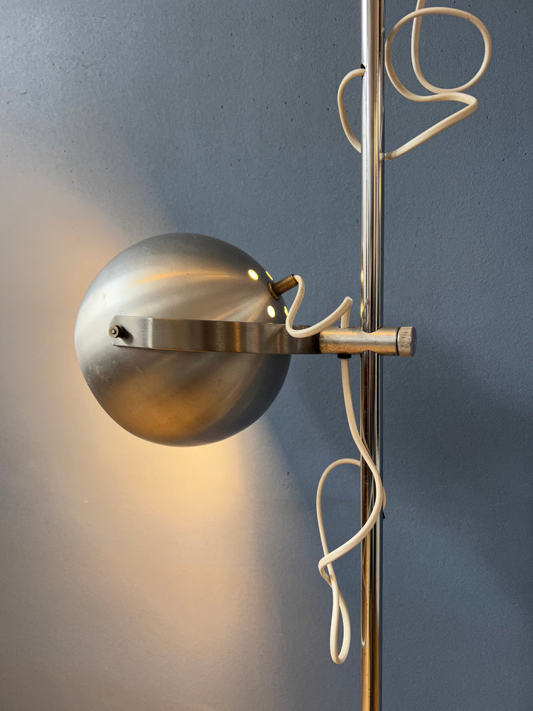 Space Age Eyeball Floor Lamp - Silver Mid Century Standing Light